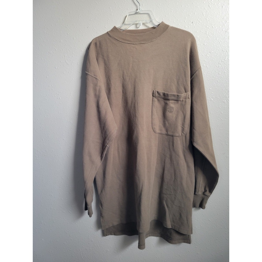 Timberland Weather Gear Long Sleeve Pullover 100% Men's Sweater Shirt Brown Sz L